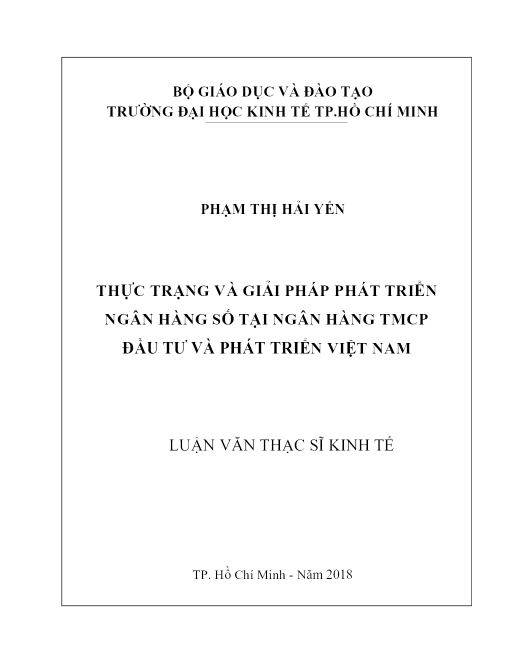 Thực Trạng Và Giải Pháp Phát Triển Ngân Hàng Số Tại Ngân Hàng TmcP Đầu Tư Và Phát Triển Việt Nam