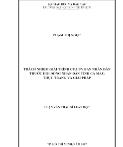 Trách Nhiệm Giải Trình Của Ủy Ban Nhân Dân Trong Thực Thi Công Vụ Ở Tỉnh Cà Mau: Thực Trạng Và Giải Pháp