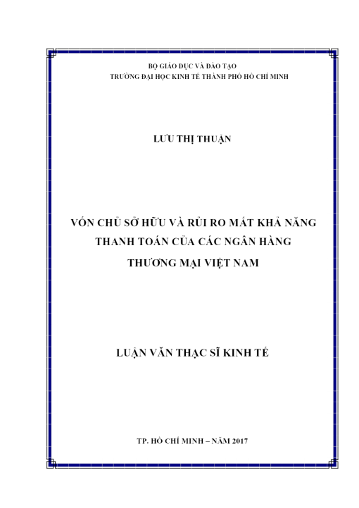 Vốn Chủ Sở Hữu Và Rủi Ro Mất Khả Năng Thanh Toán Của Các Ngân Hàng Thương Mại Việt Nam