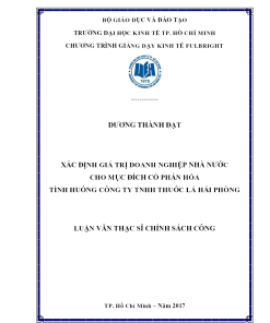 Xác Định Giá Trị Doanh Nghiệp Nhà Nước Cho Mục Đích Cổ Phần Hóa: Tình Huống Công Ty TNHH Thuốc Lá Hải Phòng