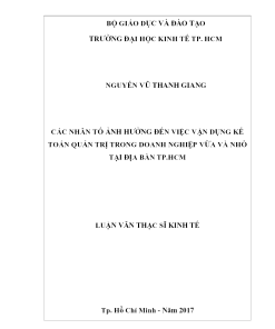 Các Nhân Tố Ảnh Hưởng Đến Việc Vận Dụng Kế Toán Quản Trị Trong Doanh Nghiệp Vừa Và Nhỏ Tại Địa Bàn Tp.hcm