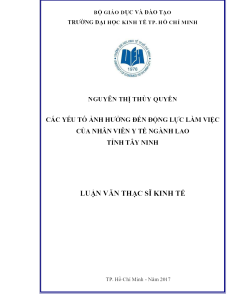 Các Yếu Tố Ảnh Hưởng Đến Động Lực Làm Việc Của Nhân Viên Y Tế Ngành Lao Tỉnh Tây Ninh