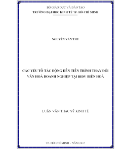 Các Yếu Tố Tác Động Đến Tiến Trình Thay Đổi Văn Hóa Doanh Nghiệp Tại Bidv Biên Hòa