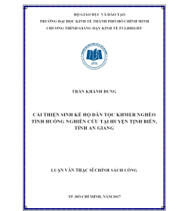 Cải Thiện Sinh Kế Hộ Dân Tộc Khmer Nghèo Tình Huống Nghiên Cứu Tại Huyện Tịnh Biên, Tỉnh An Giang