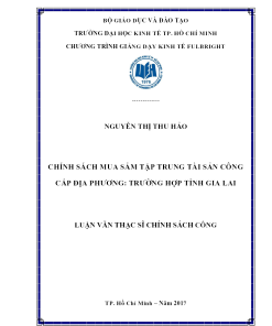Chính Sách Mua Sắm Tập Trung Tài Sản Công Cấp Địa Phương: Trường Hợp Tỉnh Gia Lai