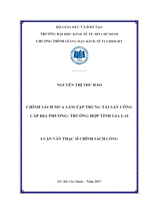 Chính Sách Mua Sắm Tập Trung Tài Sản Công Cấp Địa Phương: Trường Hợp Tỉnh Gia Lai