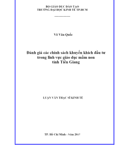 Đánh Giá Các Chính Sách Khuyến Khích Đầu Tư Trong Lĩnh Vực Giáo Dục Mầm Non Tỉnh Tiền Giang