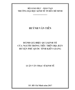 Đánh Giá Hiệu Quả Kinh Tế Của Người Trồng Tiêu Trên Địa Bàn Huyện Phú Quốc Tỉnh Kiên Giang