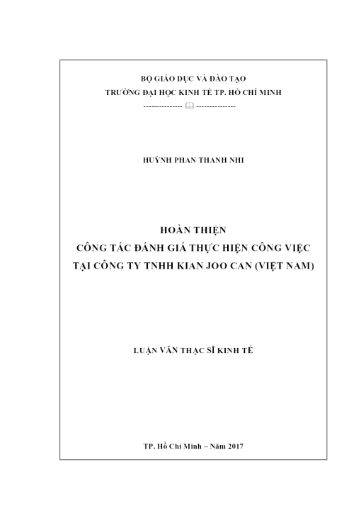 Hoàn Thiện Công Tác Đánh Giá Thực Hiện Công Việc Tại Công Ty Tnhh Kian Joo Can (Việt Nam)