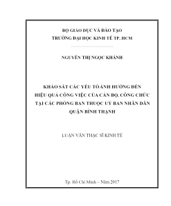 Khảo Sát Các Yếu Tố Ảnh Hưởng Đến Hiệu Quả Công Việc Của Cán Bộ, Công Chức Tại Các Phòng Ban Thuộc Ủy Ban Nhân Dân Quận Bình Thạnh