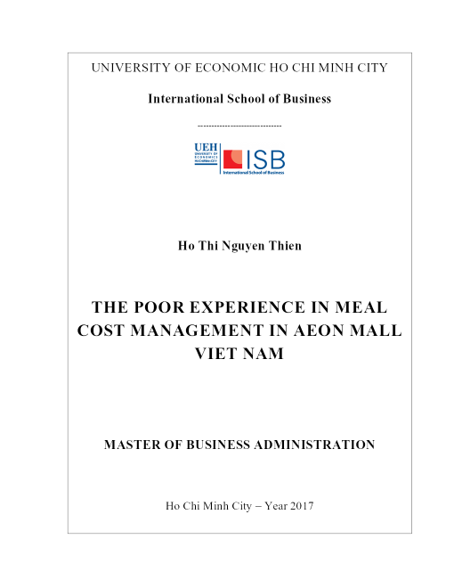 Kinh Nghiệm Kém Trong Quản Lý Chi Phí Bữa Ăn Tại Aeon Mall Việt Nam