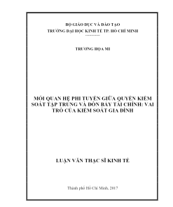 Mối Quan Hệ Phi Tuyến Giữa Quyền Kiểm Soát Tập Trung Và Đòn Bẩy Tài Chính: Vai Trò Của Kiểm Soát Gia Đình