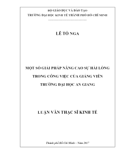 Một Số Giải Pháp Nâng Cao Sự Hài Lòng Trong Công Việc Của Giảng Viên Trường Đại Học An Giang