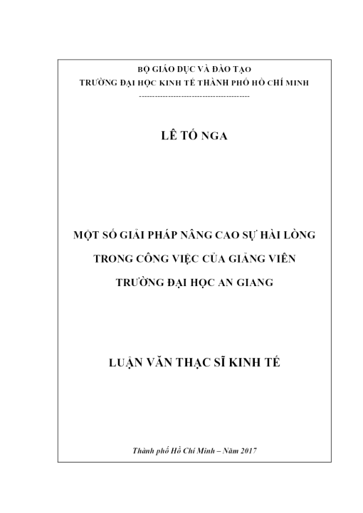 Một Số Giải Pháp Nâng Cao Sự Hài Lòng Trong Công Việc Của Giảng Viên Trường Đại Học An Giang