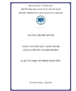 Nâng Cao Năng Lực Cạnh Tranh Cụm Ngành Yến Sào Khánh Hòa