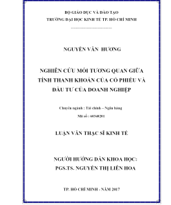 Nghiên Cứu Mối Tương Quan Giữa Tính Thanh Khoản Của Cổ Phiếu Và Đầu Tư Của Doanh Nghiệp