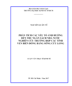 Phân Tích Các Yếu Tố Ảnh Hưởng Đến Thu Ngân Sách Nhà Nước - Nghiên Cứu Trường Hợp Các Tỉnh Ven Biển Đồng Bằng Sông Cửu Long