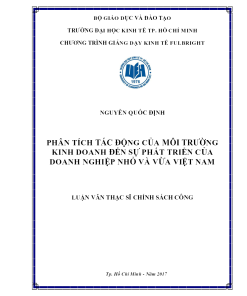 Phân Tích Tác Động Của Môi Trường Kinh Doanh Đến Sự Phát Triển Của Doanh Nghiệp Nhỏ Và Vừa Việt Nam