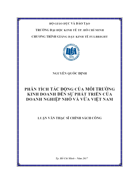 Phân Tích Tác Động Của Môi Trường Kinh Doanh Đến Sự Phát Triển Của Doanh Nghiệp Nhỏ Và Vừa Việt Nam