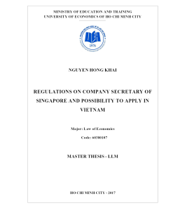 Regulations On Company Secretary Of Singapore And Possibility To Apply In Vietnam