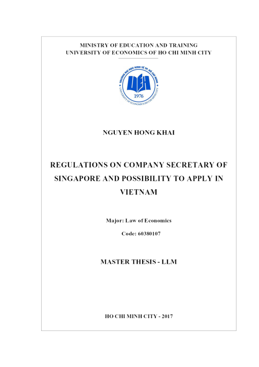 Regulations On Company Secretary Of Singapore And Possibility To Apply In Vietnam