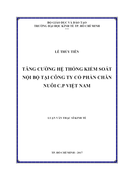 Tăng Cường Hệ Thống Kiểm Soát Nội Bộ Tại Công Ty Cổ Phần Chăn Nuôi C.P Việt Nam