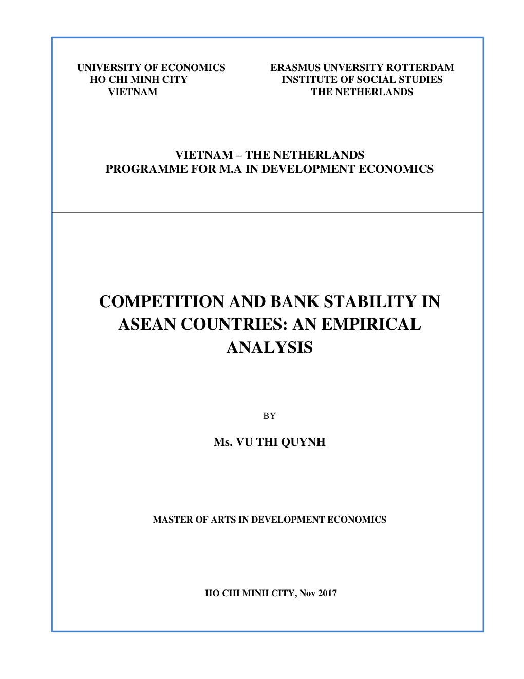 Competition And Bank Stability In Asean Countries: An Empirical Analysis
