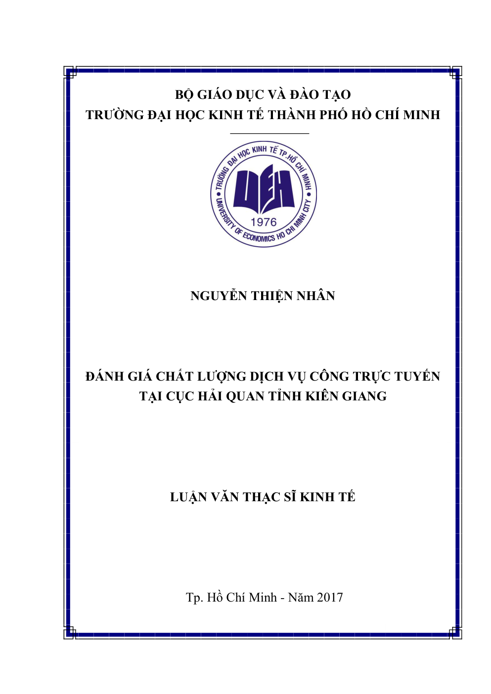 Đánh Giá Chất Lượng Dịch Vụ Công Trực Tuyến Tại Cục Hải Quan Tỉnh Kiên Giang