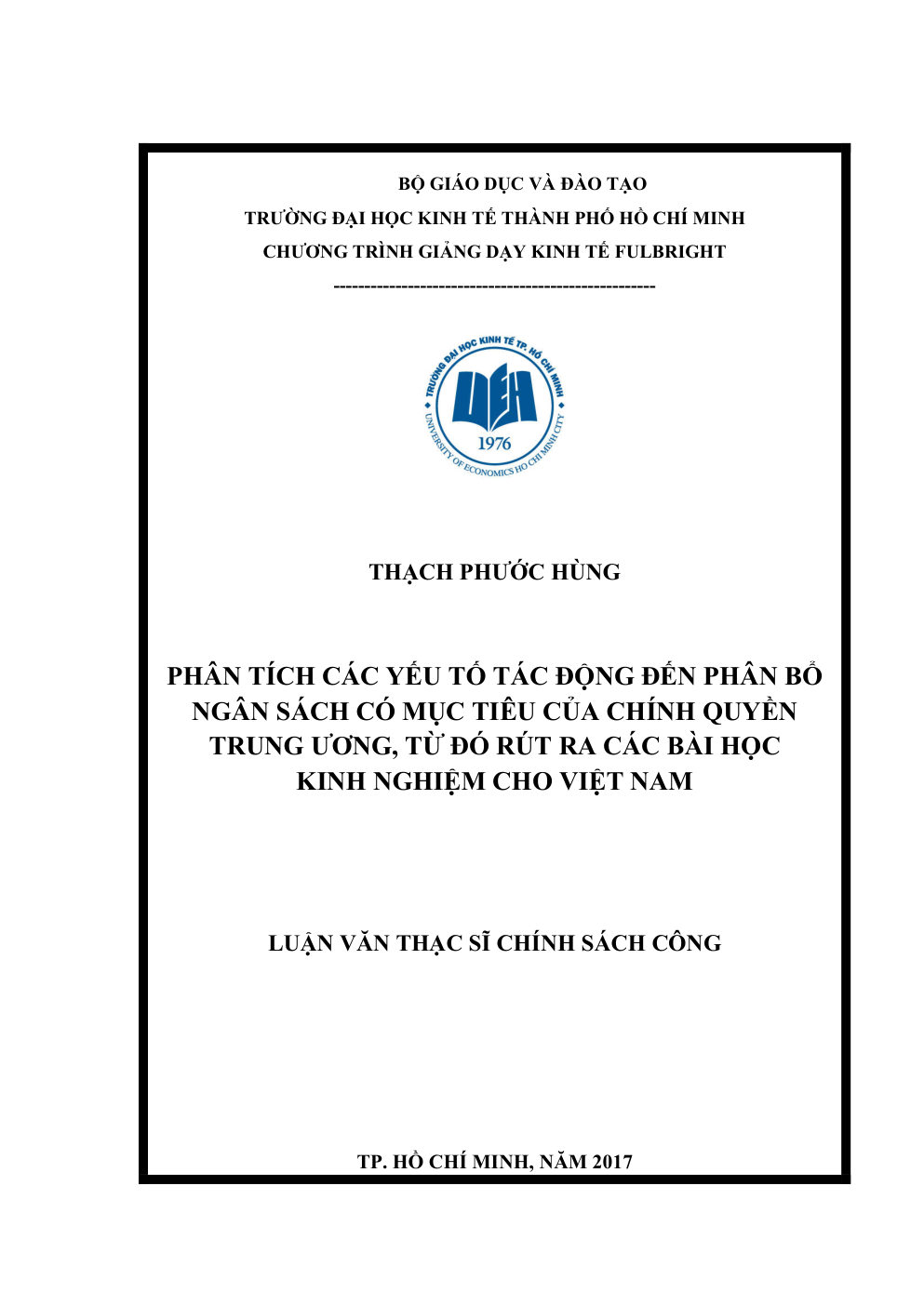 Phân Tích Các Yếu Tố Tác Động Đến Phân Bổ Ngân Sách Có Mục Tiêu Của Chính Quyền Trung Ương, Từ Đó Rút Ra Các Bài Học Kinh Nghiệm Cho Việt Nam