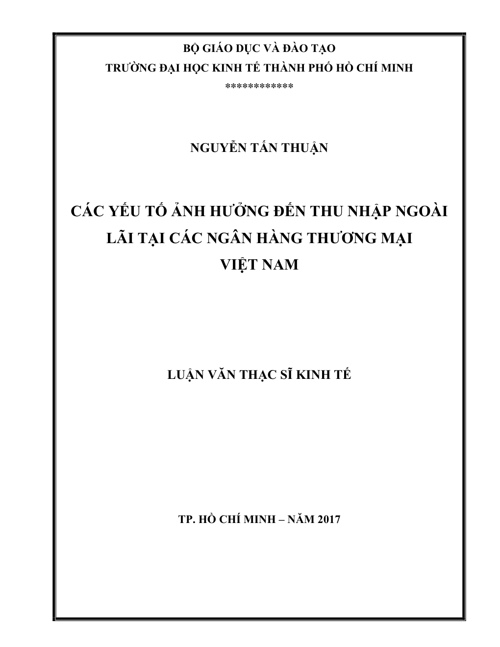 Các Yếu Tố Ảnh Hưởng Đến Thu Nhập Ngoài Lãi Tại Các Ngân Hàng Thương Mại Việt Nam