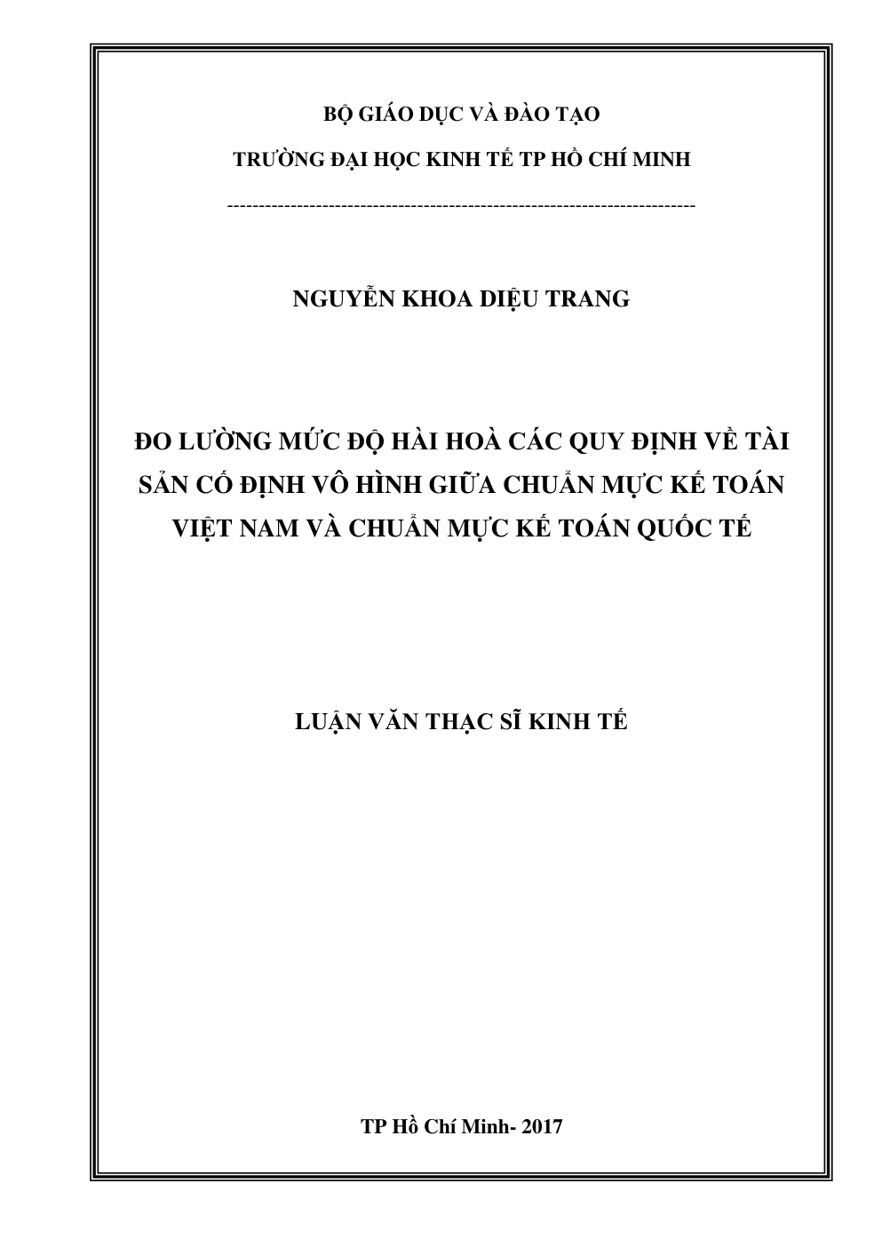 Đo Lường Mức Độ Hài Hoà Các Quy Định Về Tài Sản Cố Định Vô Hình Giữa Chuẩn Mực Kế Toán Việt Nam Và Chuẩn Mực Kế Toán Quốc Tế