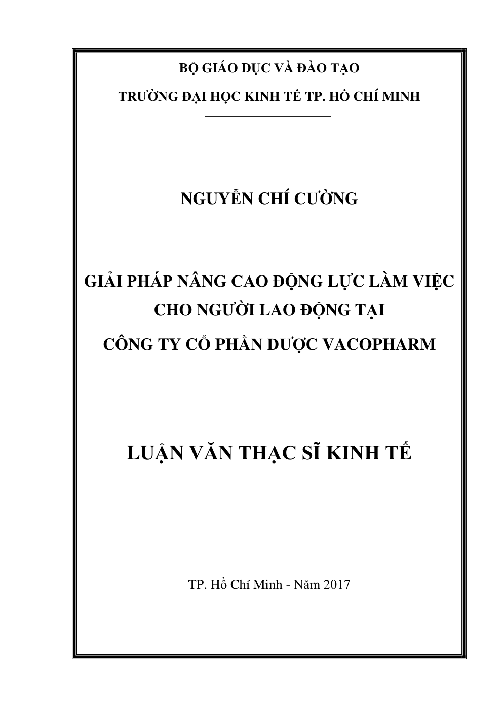 Giải Pháp Nâng Cao Động Lực Làm Việc Cho Người Lao Động Tại Công Ty Cổ Phần Dược Vacopharm