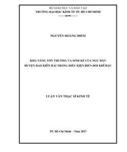 Khả Năng Tổn Thương Và Sinh Kế Của Ngư Dân Huyện Đảo Kiên Hải Trong Điều Kiện Biến Đổi Khí Hậu