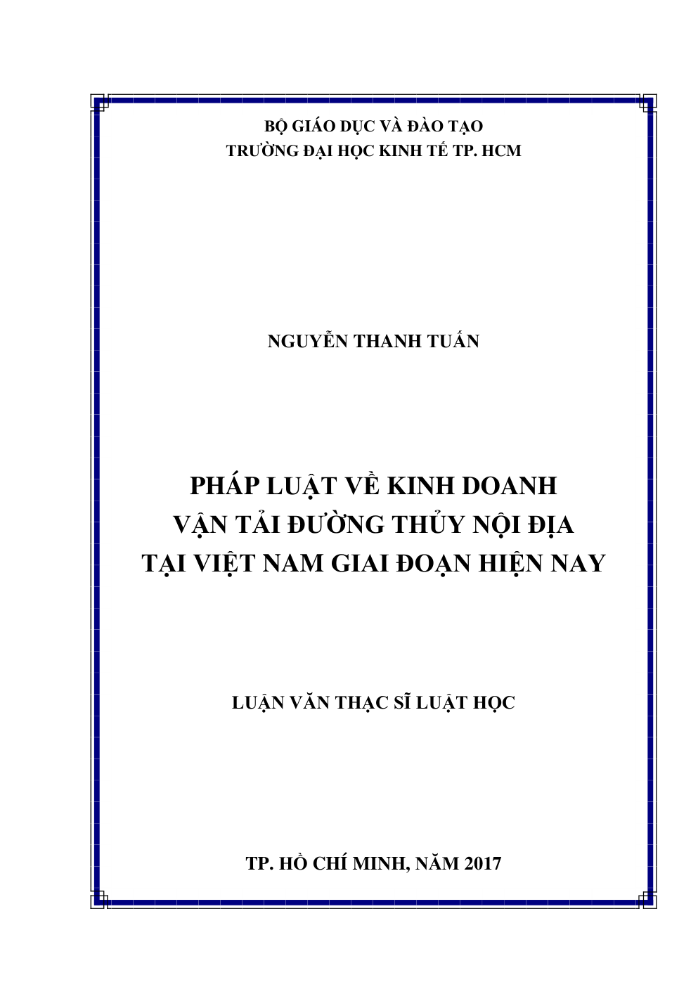 Pháp Luật Về Kinh Doanh Vận Tải Đường Thủy Nội Địa Tại Việt Nam Giai Đoạn Hiện Nay