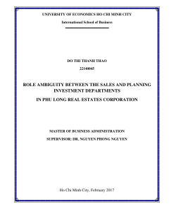 Role Ambiguity Between The Sales And Planning Investment Departments In Phu Long Real Estates Corporation