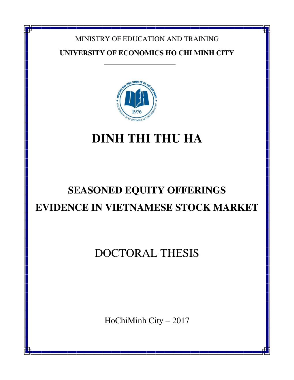 Seasoned Equity Offerings Evidence In Vietnamese Stock Market