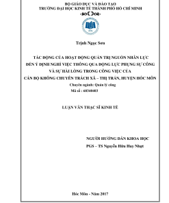 Tác Động Của Hoạt Động Quản Trị Nguồn Nhân Lực Đến Ý Định Nghỉ Việc Thông Qua Động Lực Phụng Sự Công Và Sự Hài Lòng Trong Công Việc Của Cán Bộ Không Chuyên Trách Xã – Thị Trấn, Huyện Hóc Môn