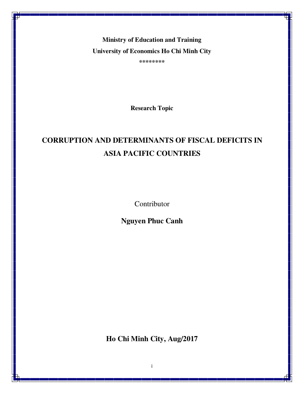 Corruption And Determinants Of Fiscal Deficits In Asia Pacific Countries