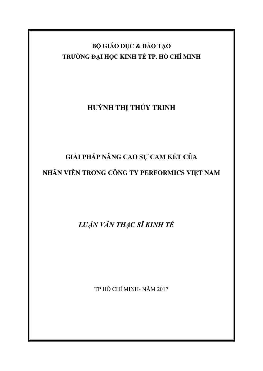 Giải Pháp Nâng Cao Sự Cam Kết Của Nhân Viên Trong Công Ty Performics Việt Nam