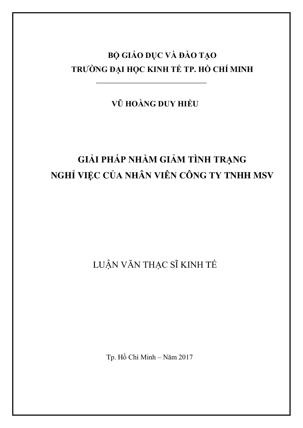 Giải Pháp Nhằm Giảm Tình Trạng Nghỉ Việc Của Nhân Viên Công Ty TNHH MSV