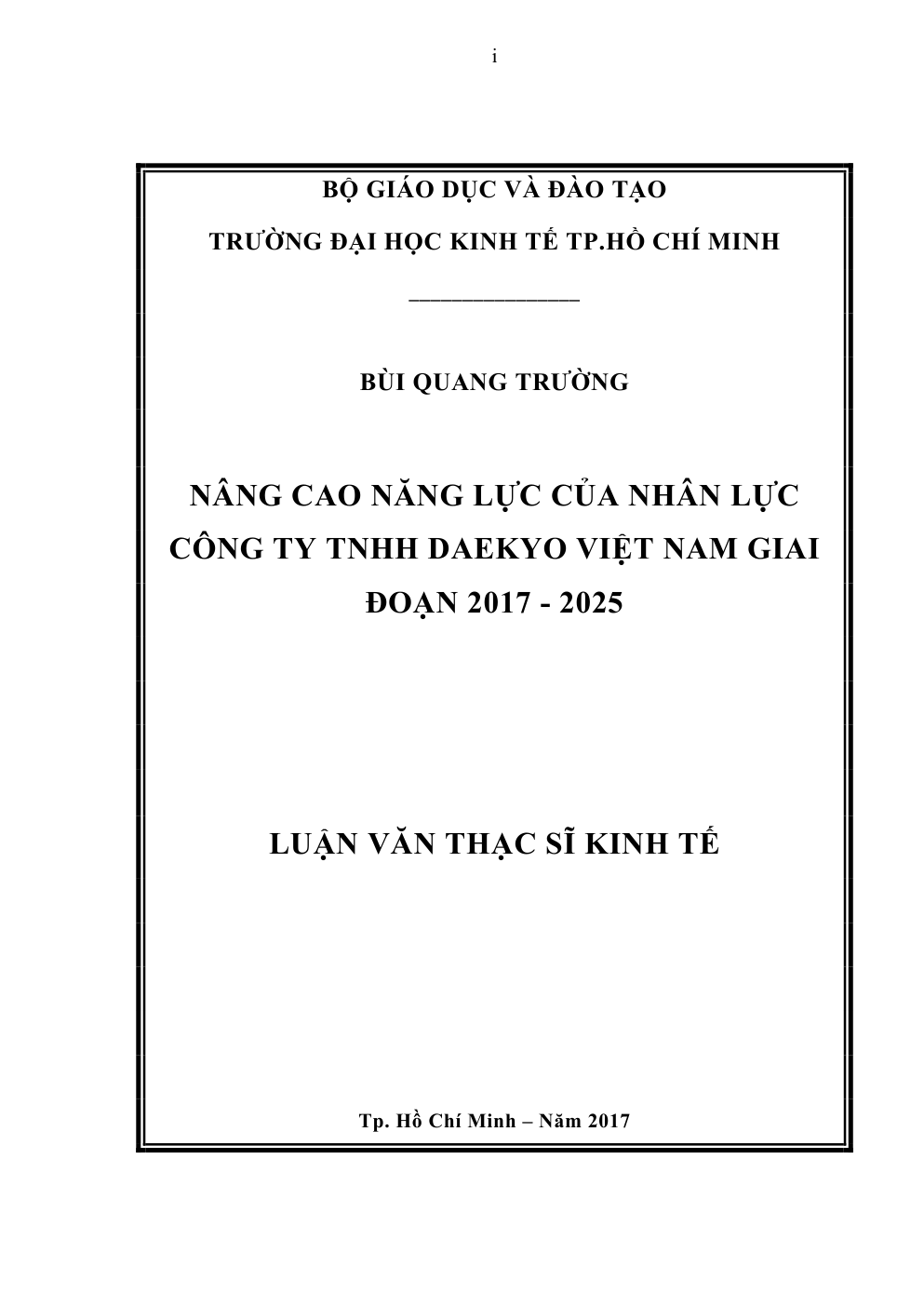 Nâng Cao Năng Lực Của Nhân Lực Công Ty Tnhh Daekyo Việt Nam Giai Đoạn 2017 - 2025