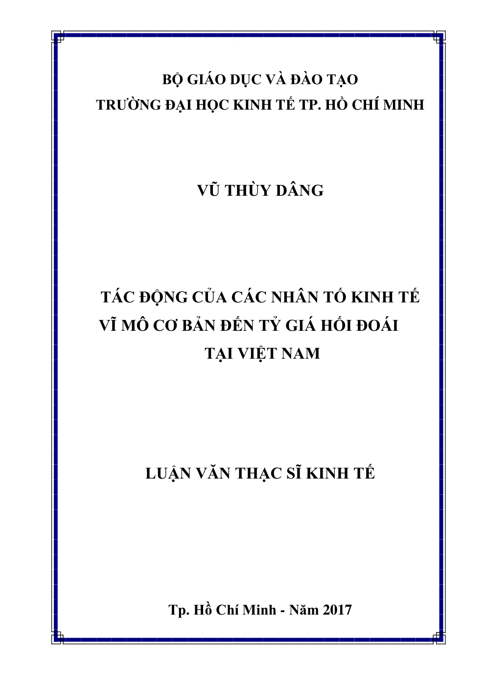 Tác Động Của Các Nhân Tố Kinh Tế Vĩ Mô Cơ Bản Đến Tỷ Giá Hối Đoái Tại Việt Nam